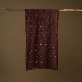 Brown - Kutch Handwoven Organic Kala Cotton Bandhani Stole 24