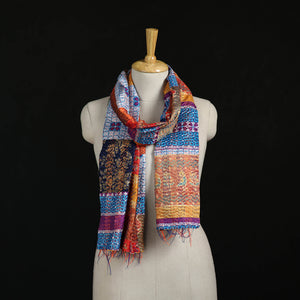 Bengal Kantha Handwork Patchwork Reversible Silk Stole 22