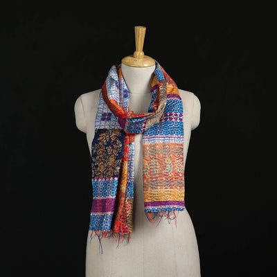 Bengal Kantha Handwork Patchwork Reversible Silk Stole 22