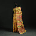 Yellow - Bengal Kantha Hand Embroidery Silk Cotton Chapa Work Saree 24