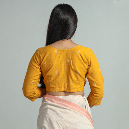 Yellow - Jacquard Weave Cotton Stitched Blouse 08