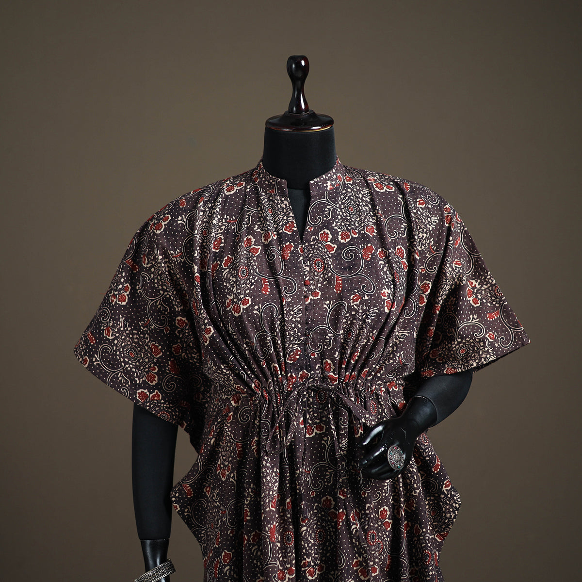 Ajrakh Hand Block Print Natural Dyed Cotton Kaftan (Medium) 91