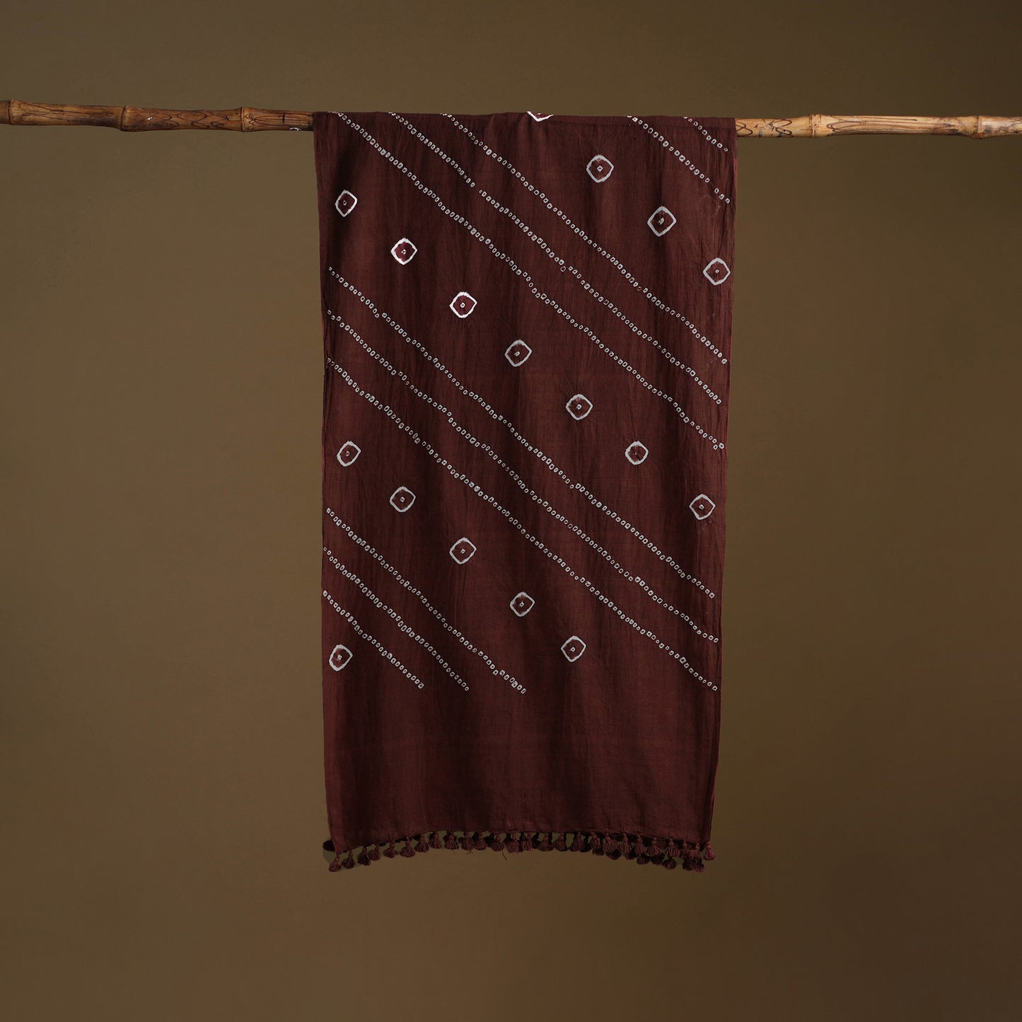 Kutch Handwoven Organic Kala Cotton Bandhani Stole 22