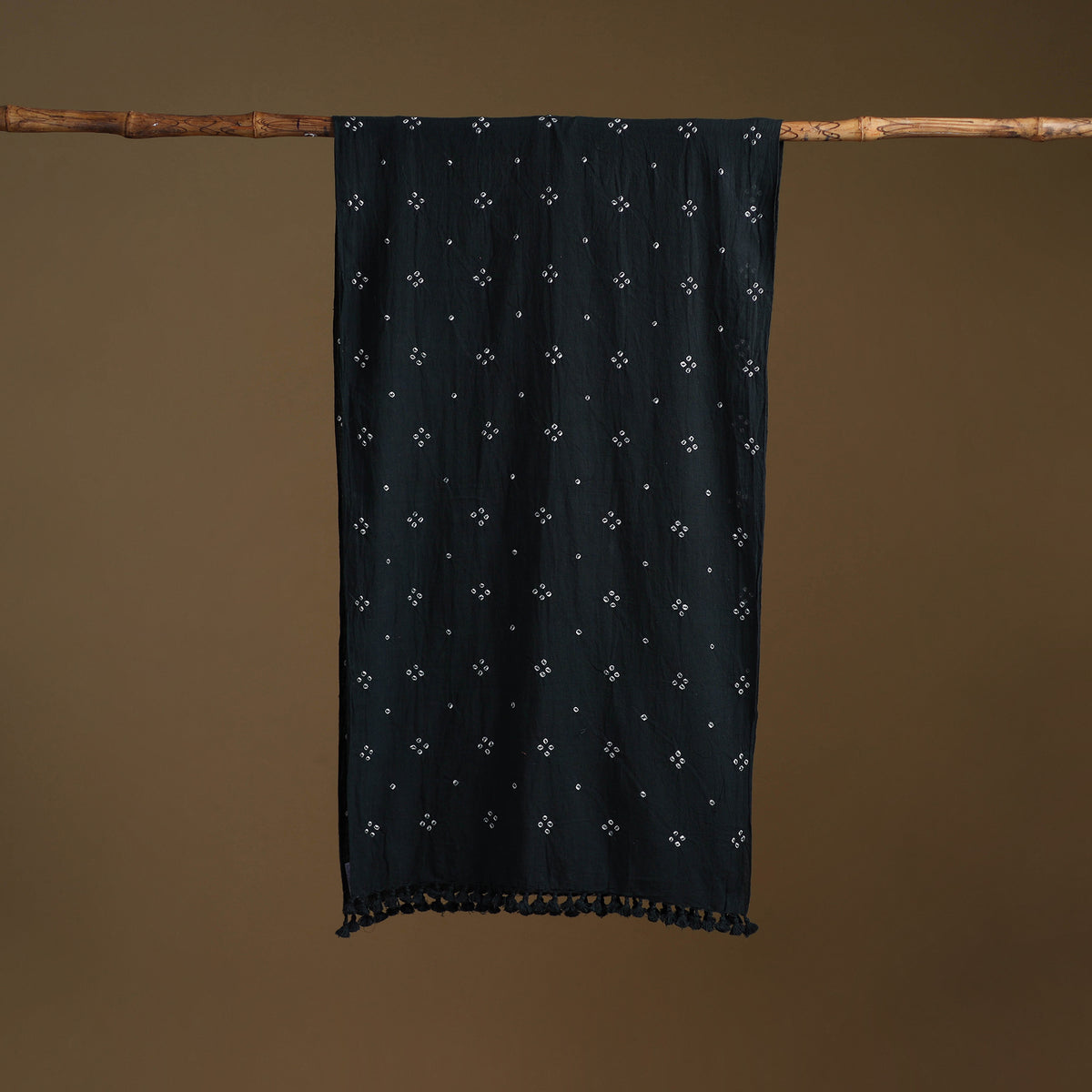 Black - Kutch Handwoven Organic Kala Cotton Bandhani Stole 21