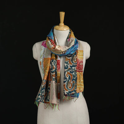 Bengal Kantha Handwork Patchwork Reversible Silk Stole 24