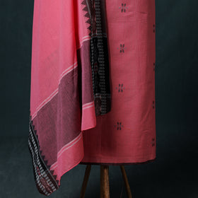 Jamdani Handloom Cotton Unstitched Dress Material: Kurta & Dupatta with Earrings 08