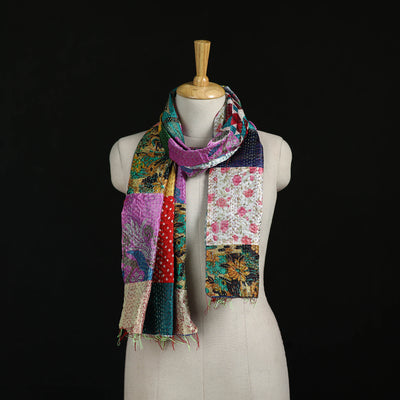Bengal Kantha Handwork Patchwork Reversible Silk Stole 25