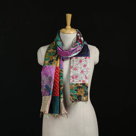 Bengal Kantha Handwork Patchwork Reversible Silk Stole 25
