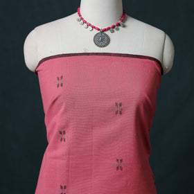 Jamdani Handloom Cotton Unstitched Dress Material: Kurta & Dupatta with Earrings 08
