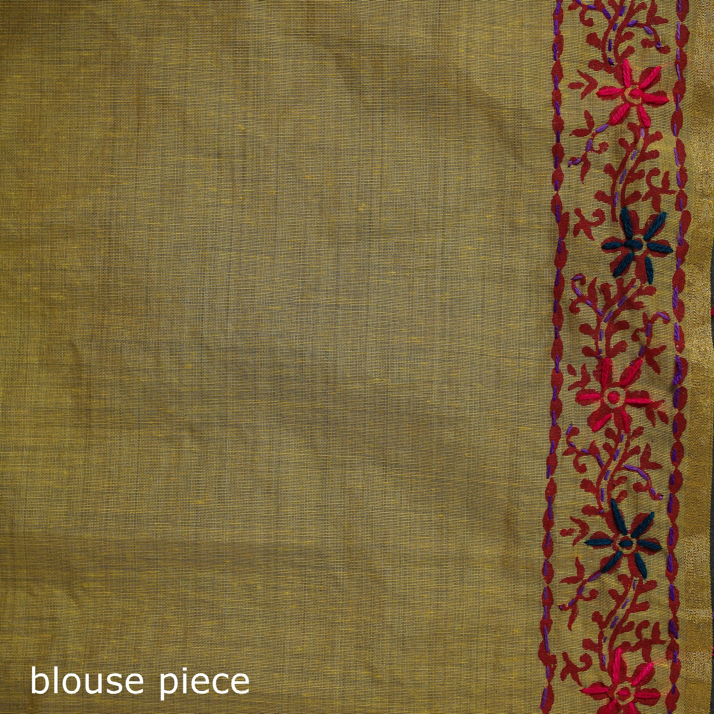Yellow - Bengal Kantha Hand Embroidery Silk Cotton Chapa Work Saree 24