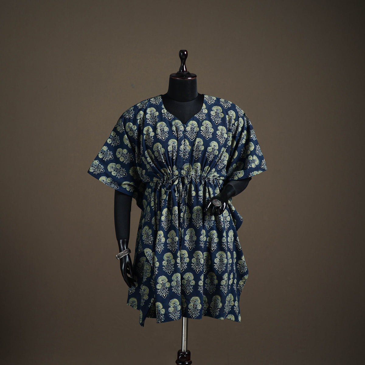 Ajrakh Hand Block Print Natural Dyed Cotton Kaftan (Medium) 92