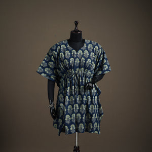 Ajrakh Hand Block Print Natural Dyed Cotton Kaftan (Medium) 92