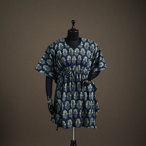 Ajrakh Hand Block Print Natural Dyed Cotton Kaftan (Medium) 92