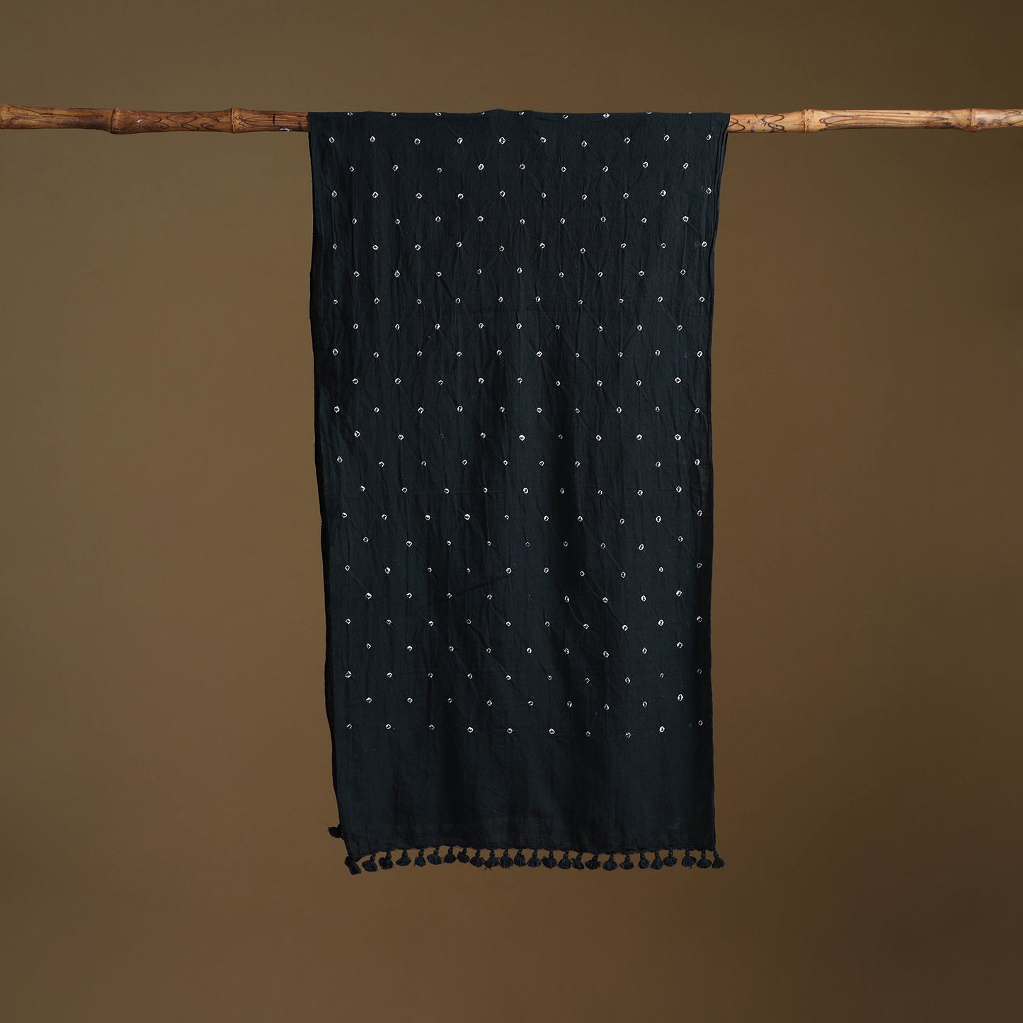 Kutch Handwoven Organic Kala Cotton Bandhani Stole 19