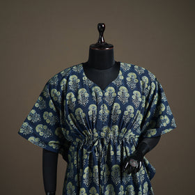 Ajrakh Hand Block Print Natural Dyed Cotton Kaftan (Medium) 92