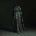 Green - Bengal Kantha Hand Embroidery Silk Cotton Chapa Work Saree 25