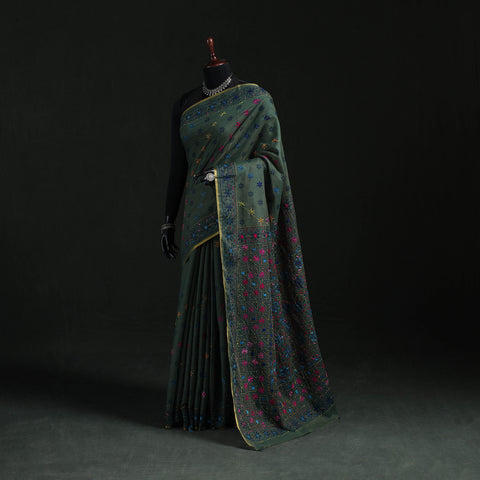 Bengal Kantha Hand Embroidery Silk Cotton Chapa Work Saree 25