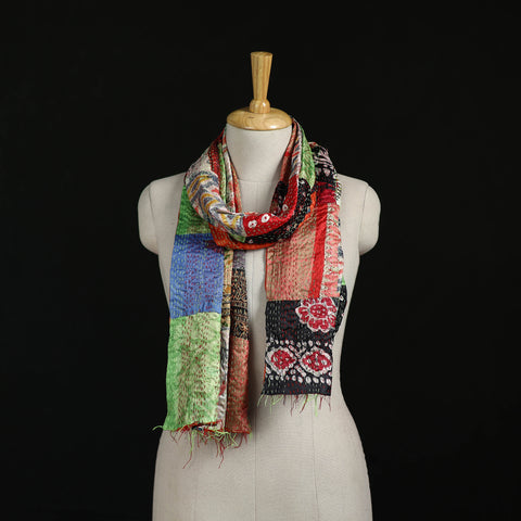 Bengal Kantha Handwork Patchwork Reversible Silk Stole 28