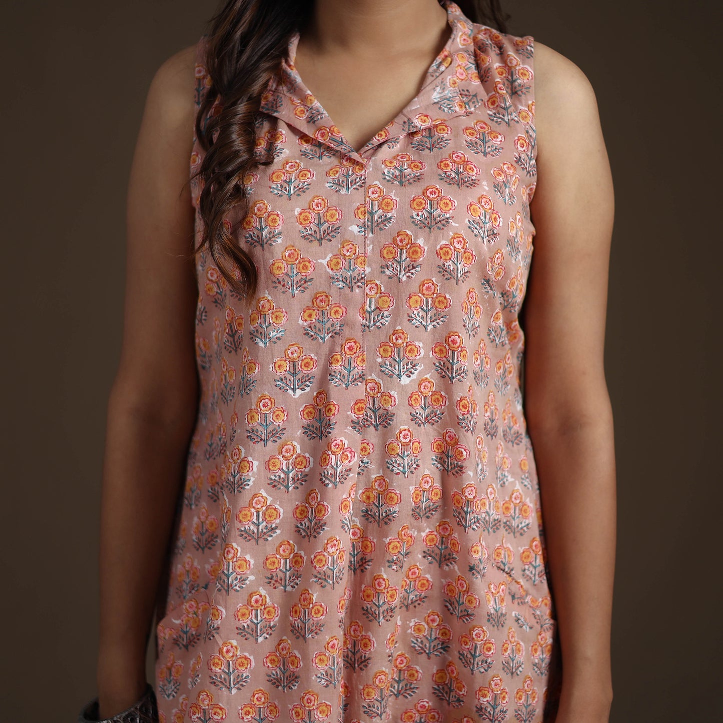 Sanganeri Floral Hand Block Print Cotton Flared Dress for Women 21