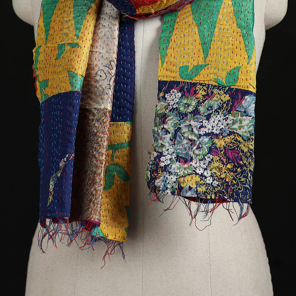 Bengal Kantha Handwork Patchwork Reversible Silk Stole 29