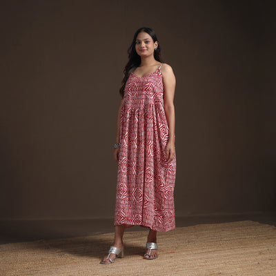 Sanganeri Floral Hand Block Print Cotton Flared Long Dress for Women 13