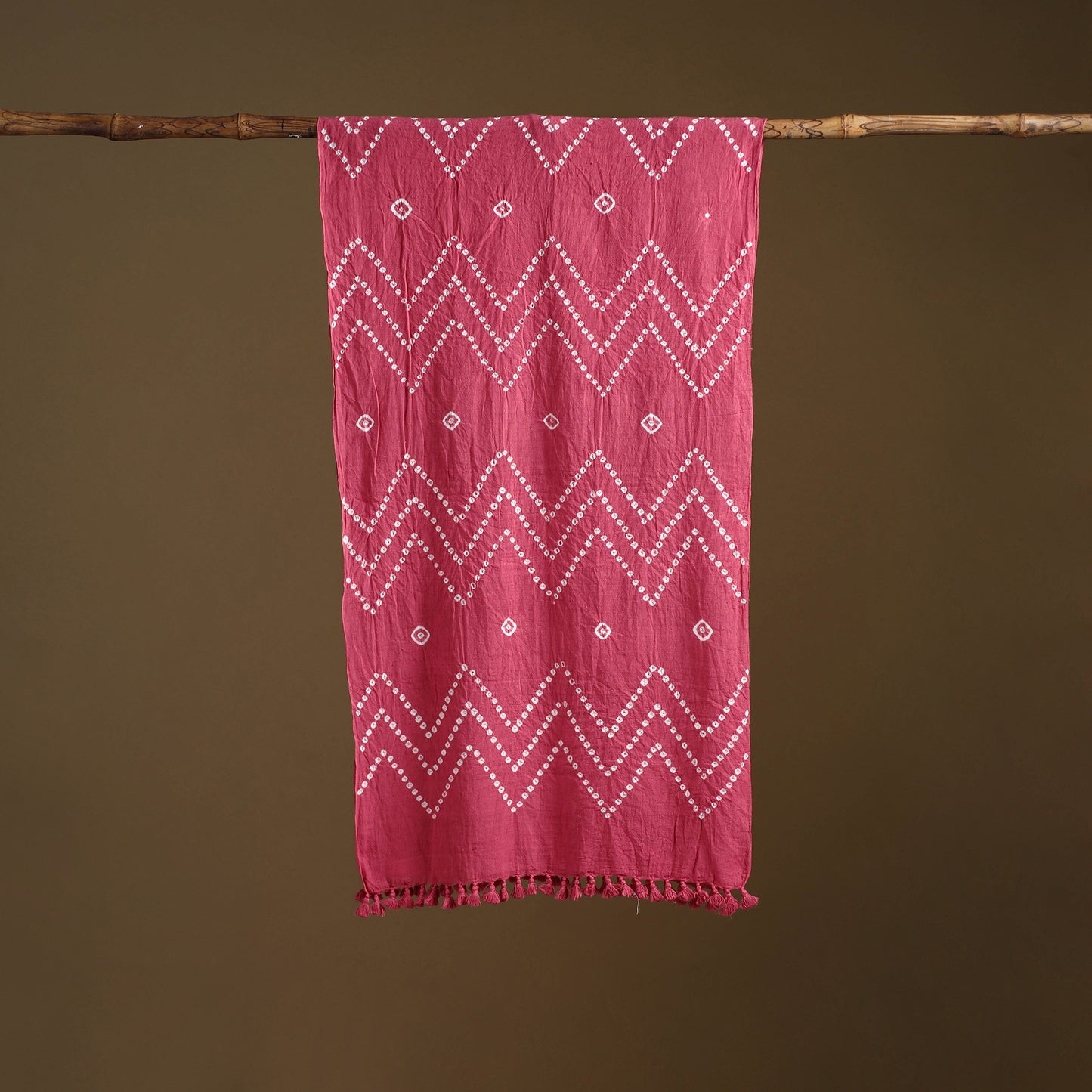 Kutch Handwoven Organic Kala Cotton Bandhani Stole 16