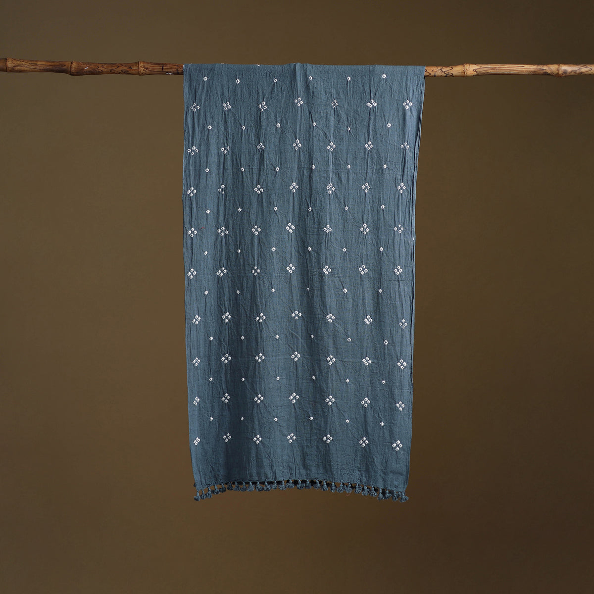 Kutch Handwoven Organic Kala Cotton Bandhani Stole 17