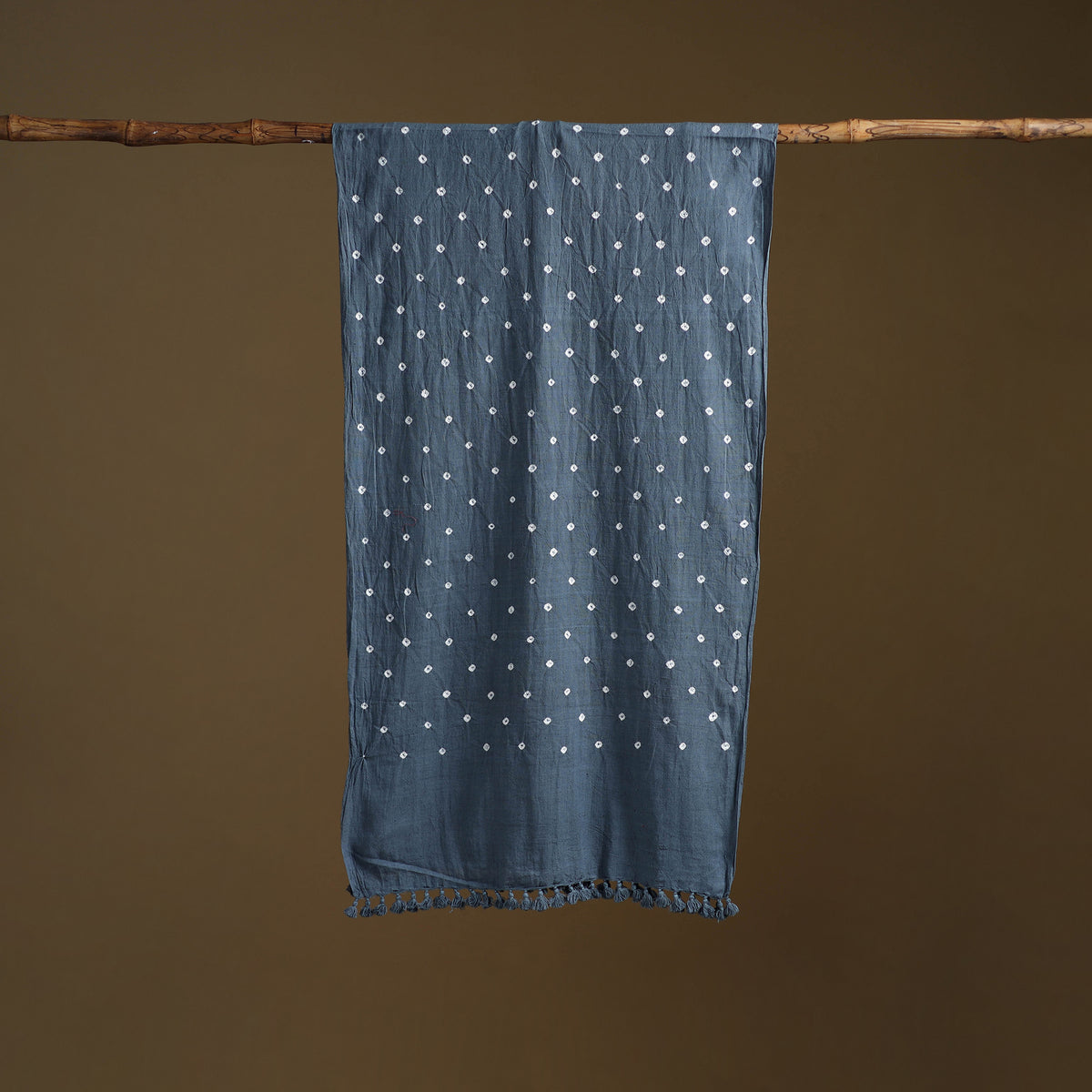 Kutch Handwoven Organic Kala Cotton Bandhani Stole 15