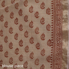 Bagh Hand Block Print Natural Dyed Kota Doria Cotton Saree 22