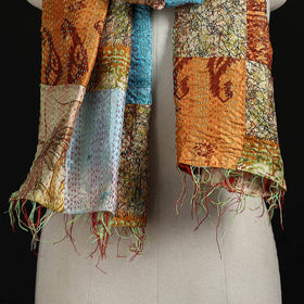 Bengal Kantha Handwork Patchwork Reversible Silk Stole 30