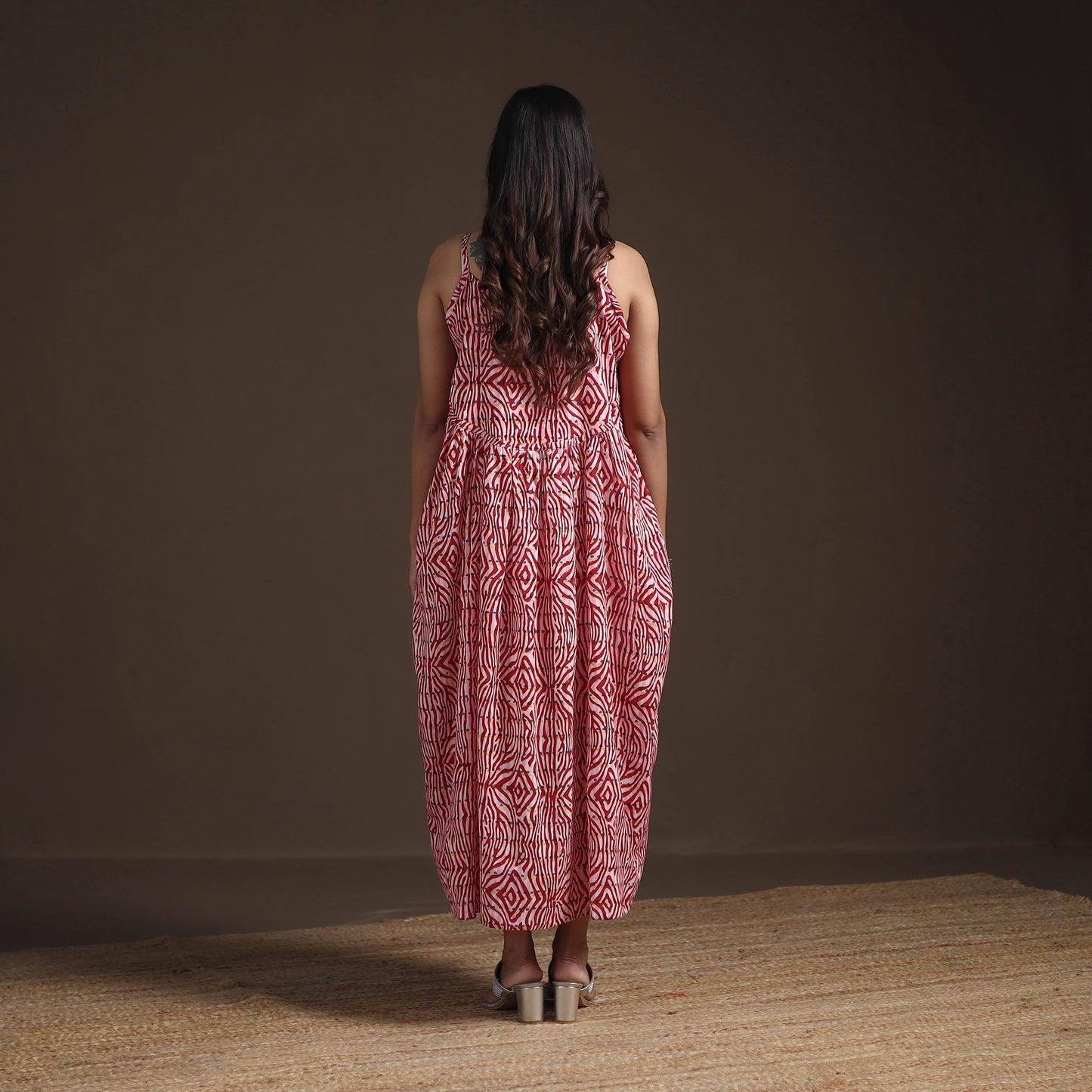 Sanganeri Floral Hand Block Print Cotton Flared Long Dress for Women 13