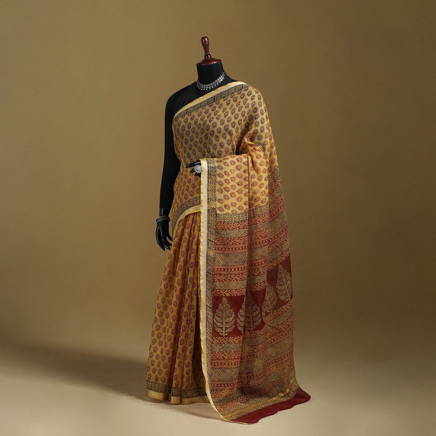 Bagh Hand Block Print Natural Dyed Kota Doria Cotton Saree 23