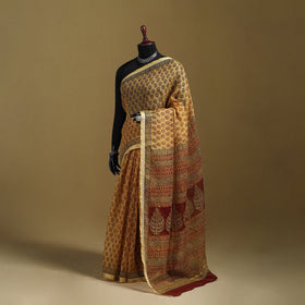 Bagh Hand Block Print Natural Dyed Kota Doria Cotton Saree 23