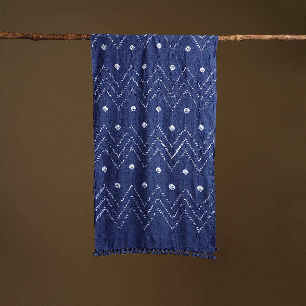 Kutch Handwoven Organic Kala Cotton Bandhani Stole 14