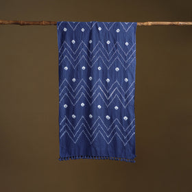 Kutch Handwoven Organic Kala Cotton Bandhani Stole 14
