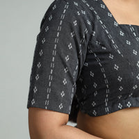 Black - Jacquard Weave Cotton Stitched Blouse 06