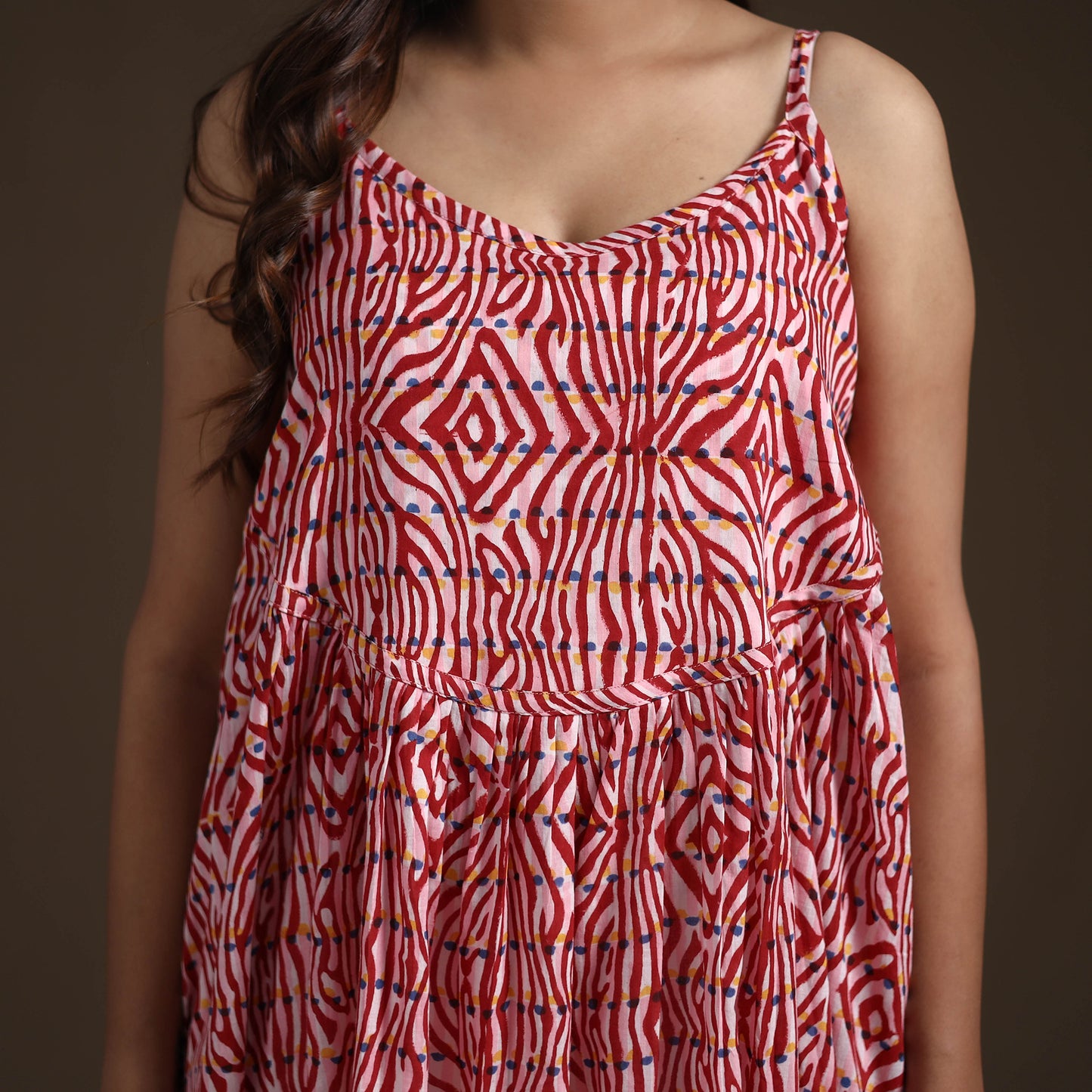 Sanganeri Floral Hand Block Print Cotton Flared Long Dress for Women 13