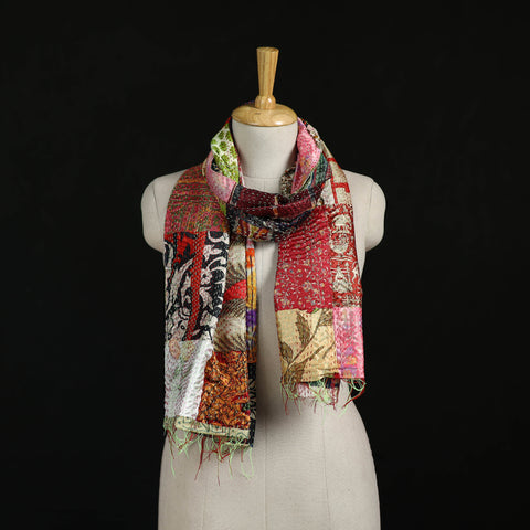 Bengal Kantha Handwork Patchwork Reversible Silk Stole 32