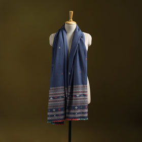 Blue - Kutch Handwoven Merino Wool Dhabla Shawl 29