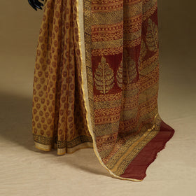 Bagh Hand Block Print Natural Dyed Kota Doria Cotton Saree 23