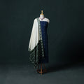 Jamdani Handloom Cotton Unstitched Dress Material: Kurta & Dupatta with Earrings 11