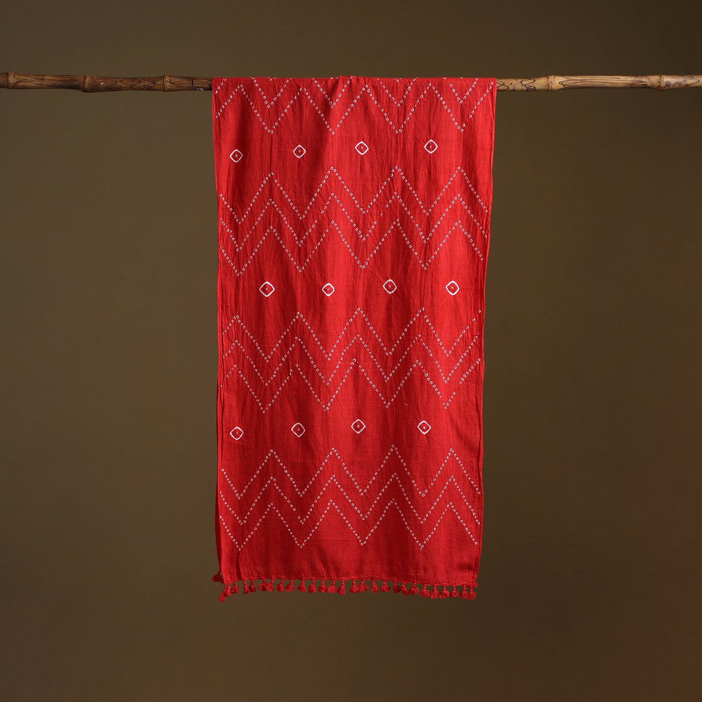 Kutch Handwoven Organic Kala Cotton Bandhani Stole 10