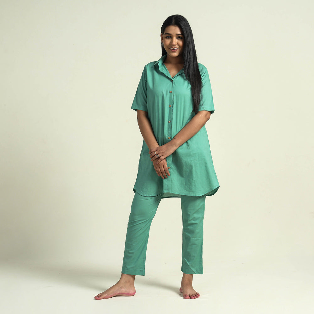 Green - Plain Dyed Cotton Co-Ord Set