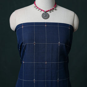 Jamdani Handloom Cotton Unstitched Dress Material: Kurta & Dupatta with Earrings 11