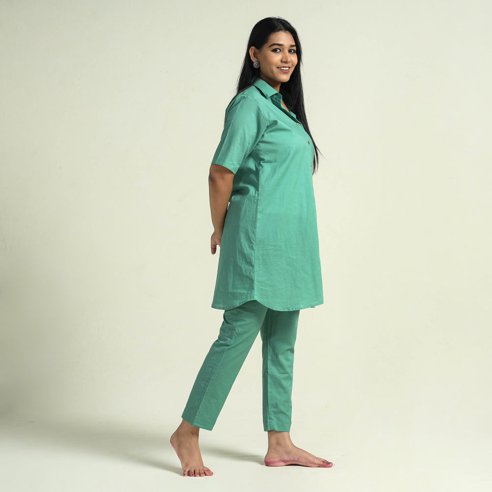 Green - Plain Dyed Cotton Co-Ord Set