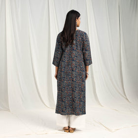Blue Ajrakh Block Print Cotton Long Kurta 