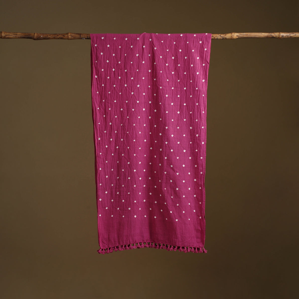 Kutch Handwoven Organic Kala Cotton Bandhani Stole 06