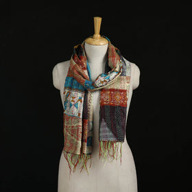 Bengal Kantha Handwork Patchwork Reversible Silk Stole 36