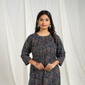 Blue Ajrakh Block Print Cotton Long Kurta 