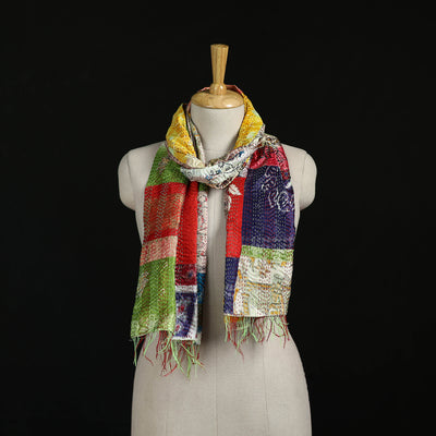 Bengal Kantha Handwork Patchwork Reversible Silk Stole 37